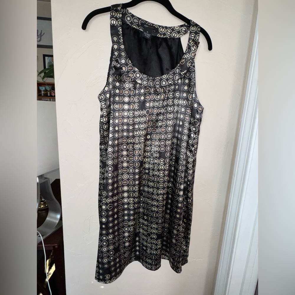 BCBGMaxAzria Black and Cream Patterned Backless Dress
